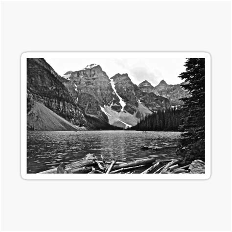 Moraine Lake In Black And White Sticker For Sale By Lindab Redbubble