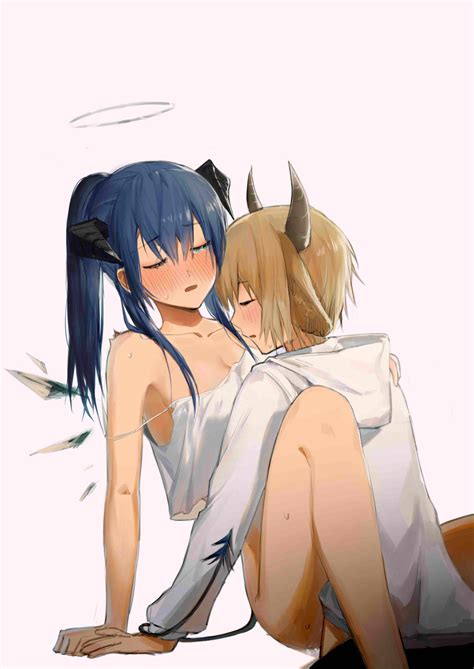 Rule 34 Arknights Bison Arknights Blue Hair Breasts Clothed Clothed
