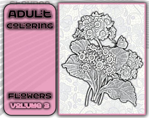 Flower Coloring Pages Adult Coloring Pages Adult Coloring Etsy