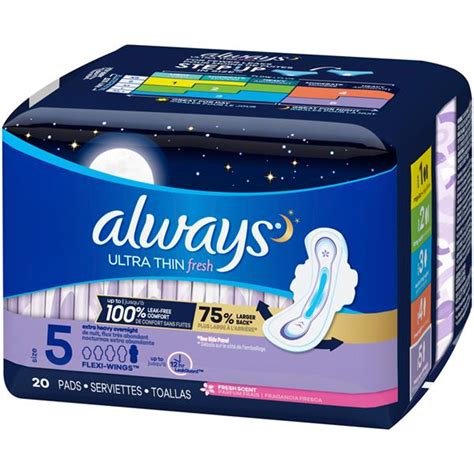 Always Ultra Thin Size 5 Extra Heavy Overnight Pads With Wings Scented