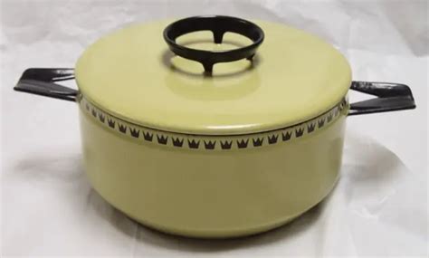 Dan Kok Enamel Pot Lid Vintage Yellow Y Green Glud Marstrand