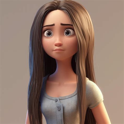 Un Estilo De Pixar De Dibujos Animados De Linda Chica Hermosa Con El
