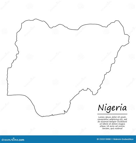 Simple Outline Map Of Nigeria In Sketch Line Style Stock Vector