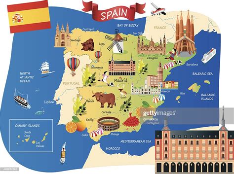 Cartoon Map Of Spain Stockillustraties Getty Images