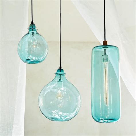 aqua blue glass pendant light
