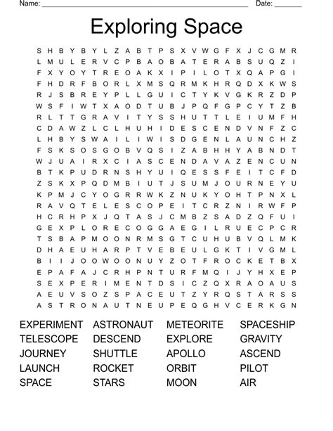 Nasa Word Search Printable