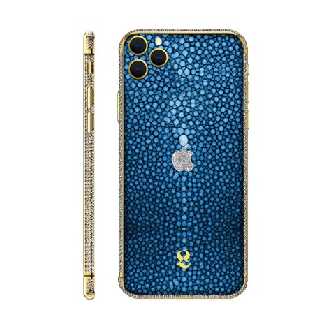 24k Gold Brilliance Exotic Blue Stingray Skin Iphone 11 Pro And 11 Pro