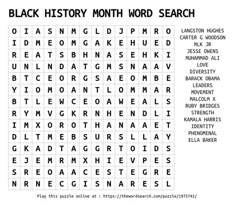 Download Word Search On Black History Month Word Search