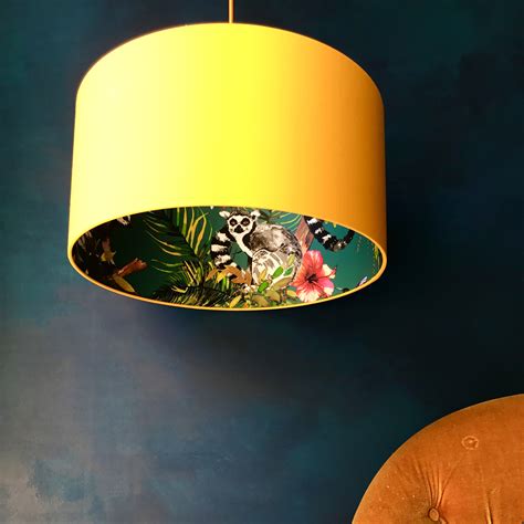 Lamps provide indoor lighting that you can move around where and when you need it, and for when you want. Teal Lemur Silhouette Lampshade in Egg Yolk Yellow | Love ...