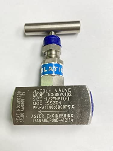 Fluid Controls Needle Valve Connection 12 Fnpt X 12 Fnpt Ss304