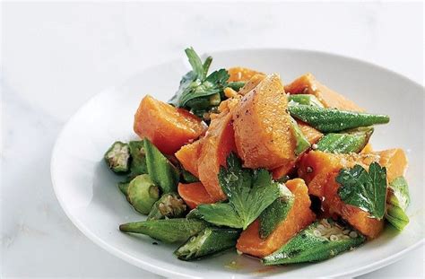 While the potatoes are still warm add the dressing and the potatoes will soak it all up. The delish okra and sweet potato salad recipe Rocco Dispirito developed on a dare (Well+Good ...
