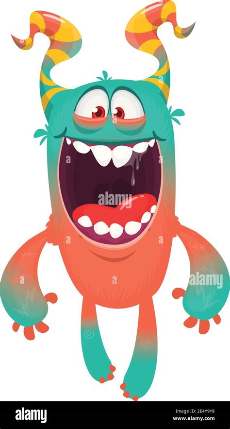 Funny Cartoon Monster Laughing With Big Mouth Vector Halloween
