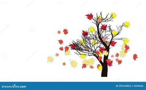 Cartoon Autumn Maple Tree And Falling Leaves Stock Video Video Of