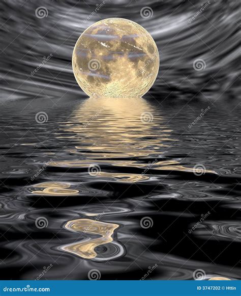 Moonrise On Water Surface Stock Illustration Illustration Of Midnight