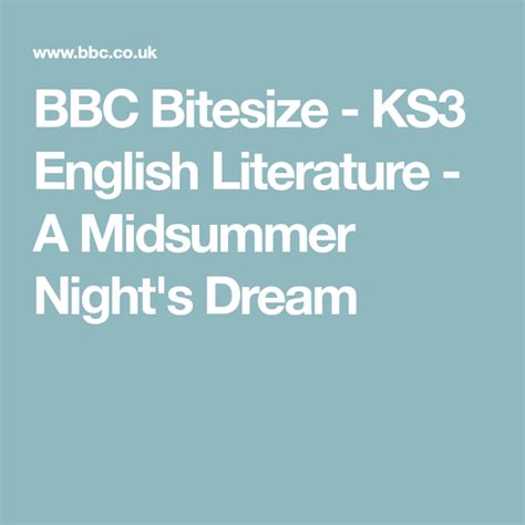 Bbc Bitesize Ks3 English Literature A Midsummer Nights Dream Ks3