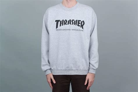 Thrasher Mag Logo Crew Heather Grey Slam City Skates