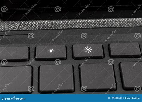 Laptop Computer Keyboard With Backlight Icon On The Key The Concept Of
