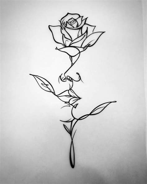 Rose Face Stem Line Drawing By Vantattoos Similar Designs Available