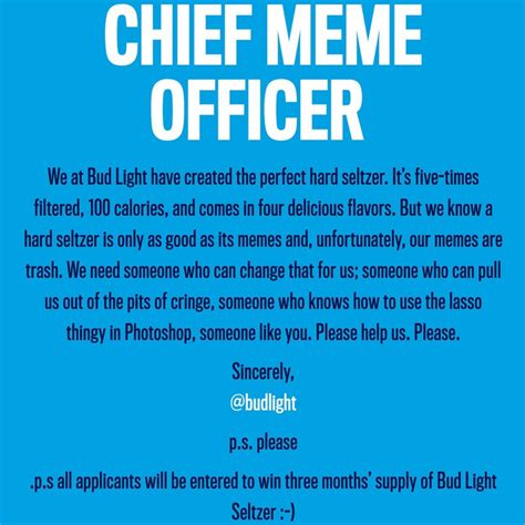 Bud Light Launches A Hilarious Job Ad To Hire A Chief Meme Officer