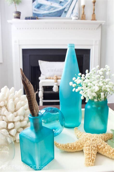 How To Make Sea Glass Bottles Thrifty Style Team 2 Bees In A Pod Summer Diy Projects Sea