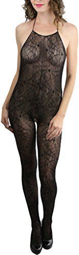 Tobeinstyle Womens Spider Web Halter Bodystocking Black To View Further For This Article