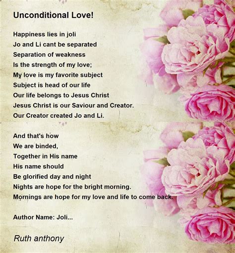 Unconditional Love Unconditional Love Poem By Ruth Anthony