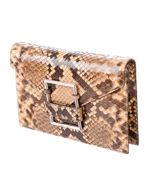 Ralph Lauren Snakeskin Flap Clutch Handbags Wyg22332 The Realreal