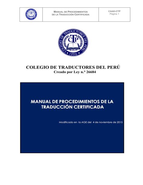 Manual De La Traducción Certificada