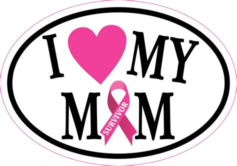 Stickertalk I Love My Mom Breast Cancer Survivor Vinyl Sticker