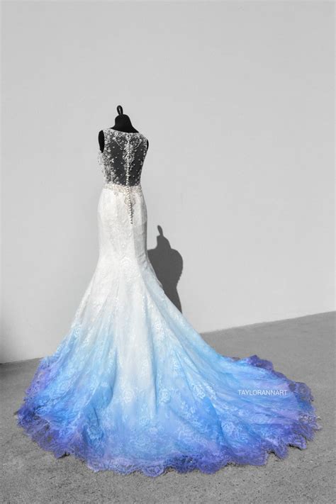 Blue Color Changing Ombre Wedding Colorful Non Traditional Dyed