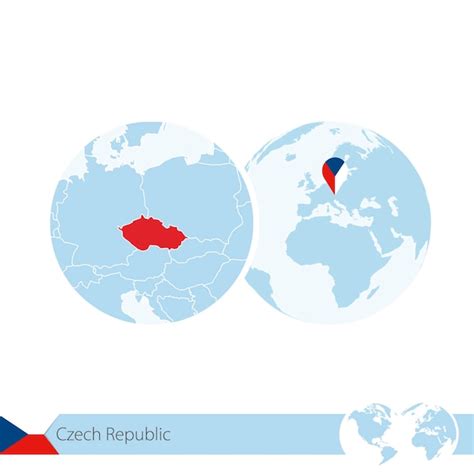 República Checa En Globo Terráqueo Con Bandera Y Mapa Regional De