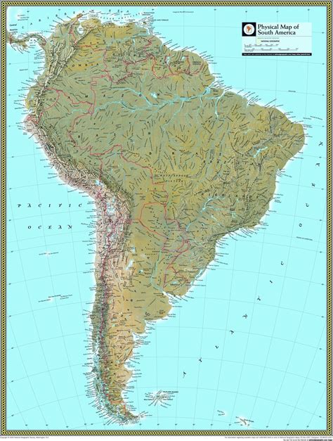 This Physical Wall Map Of South America By National Geographic Depicts