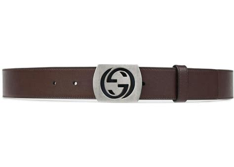 Gucci Belt 125 Width Dark Brown In Leather With Silver Tone