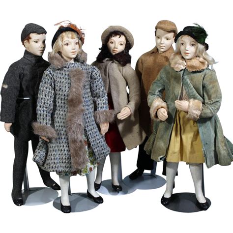 Offered Are Five 16 Inch 1940s Store Mannequins Dressed In Original