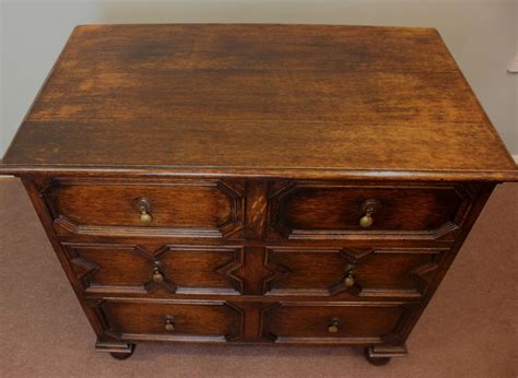 Antique Small Jacobean Style Oak Chest Of Drawers 322278