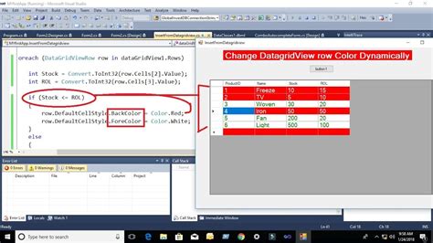 How To Change Datagridview Row Color Based Condition In C With Source Code Dynamically Youtube