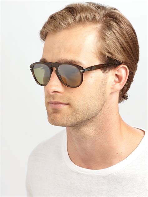 lyst persol retro keyhole sunglasses in brown for men