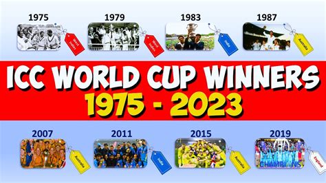 Icc Cricket World Cup Winners From 1975 To 2019 Youtube