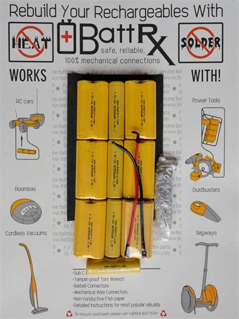 Battrx V Nicad Mah C Rechargeable Battery Repair Kit With Wire