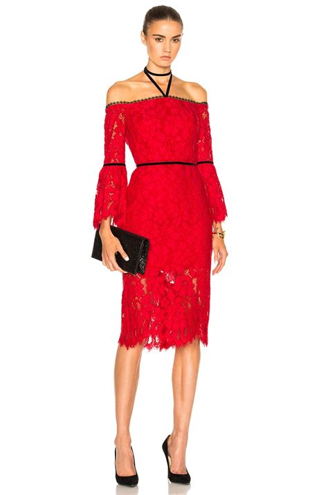 Alexis Odette Dress In Red Lace Fwrd