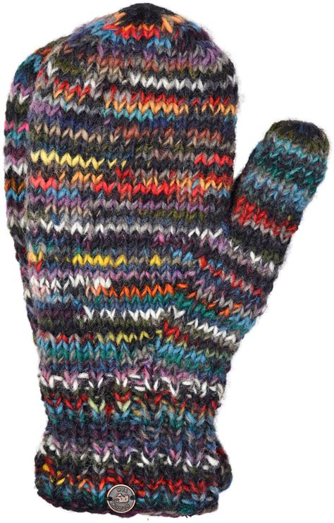 Fully Fleece Lined Pure New Wool Mittens With A Grey Base Black Yak