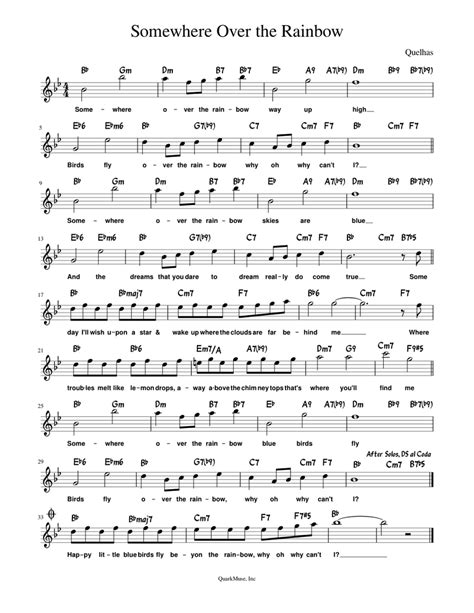 The free somewhere over the rainbow piano sheet music is simply music for the soul. Somewhere Over the Rainbow Leadsheet Ab Sheet music for Violin | Download free in PDF or MIDI ...