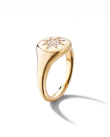 David Yurman 18k Gold Diamond Compass Pinky Ring Size 3 Neiman Marcus