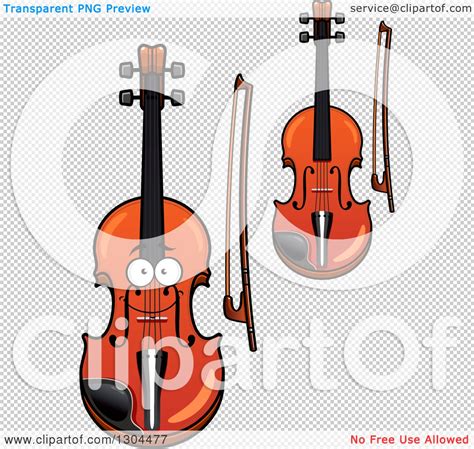 Clipart Of Cartoon Violins And Bows Royalty Free Vector Illustration