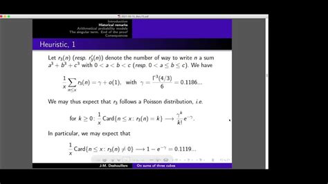 On Sums Of Three Cubes By Jean Marc Deshouillers Youtube