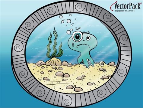 Octopus Viewed From Submarine Cartoon Sea Animals Cartoons Vector