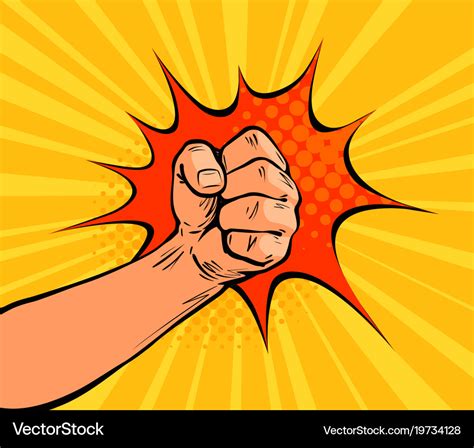 Fist Punching Crushing Blow Or Strong Punch Drawn Vector Image