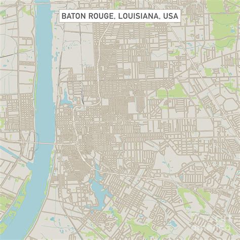 In the 2010 census it had a population of 229,493 inhabitants and a population density of 1. Baton Rouge Louisiana Us City Street Map Digital Art by Frank Ramspott