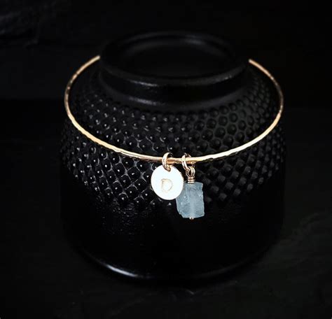 Raw Aquamarine Bracelet March Birthstone Gift Rough Etsy