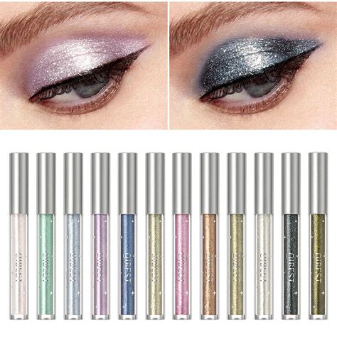 12 Colors Eyeshadow Liquid Waterproof Glitter Eyeliner Shimmer Makeup